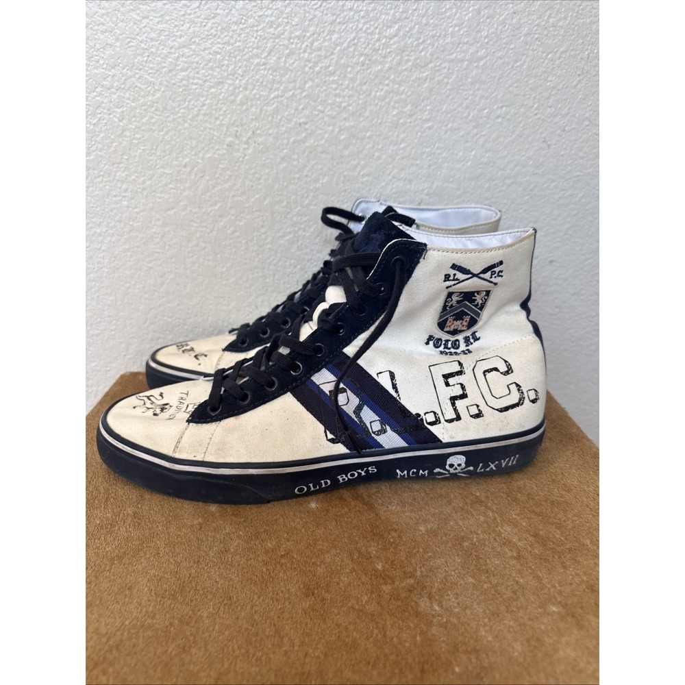Polo Ralph Lauren Solomon II New York High Top Sneakers Mens 12 White Blue